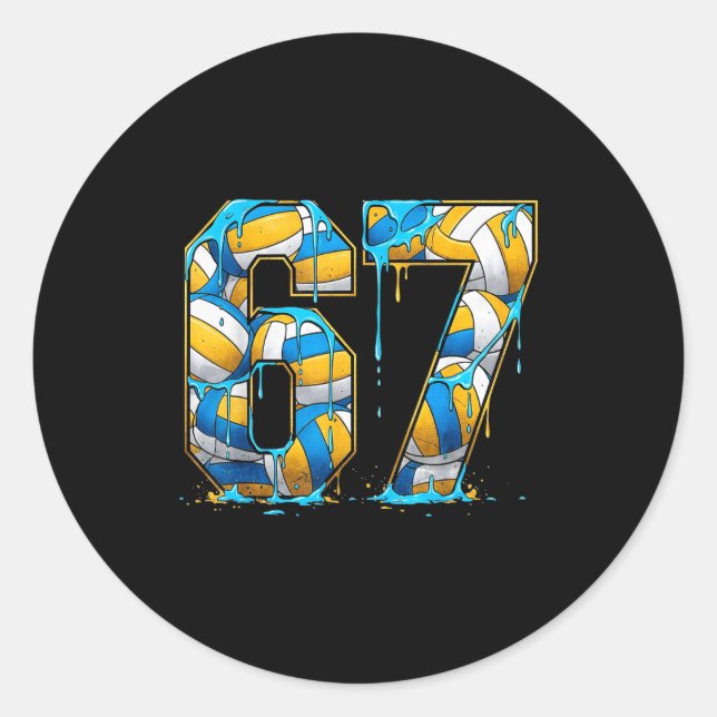 Volleyball 67 Six Seven Srt Funny Gen Alpha Z Meme Classic Round Sticker (Front)