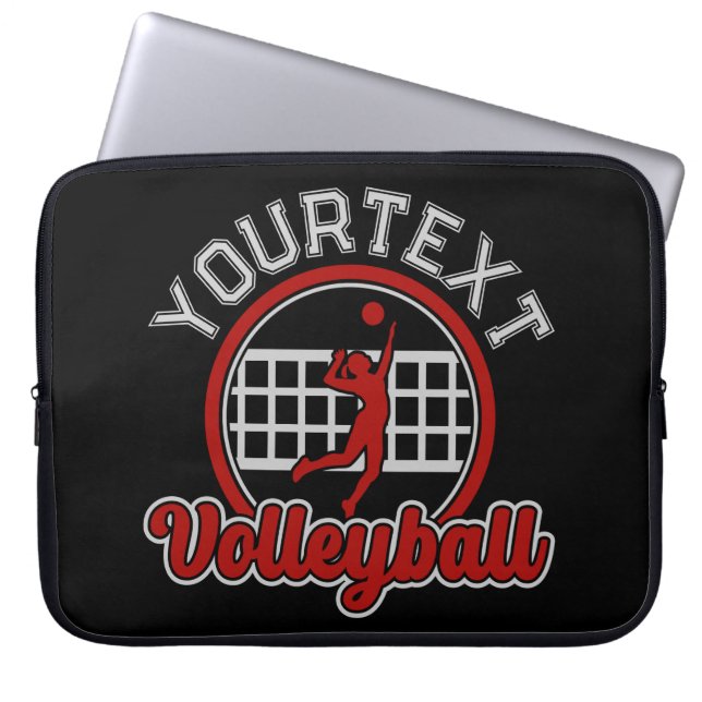  Volleyball ADD NAME Spike Ball Attack Team Player Laptop Sleeve (Front)