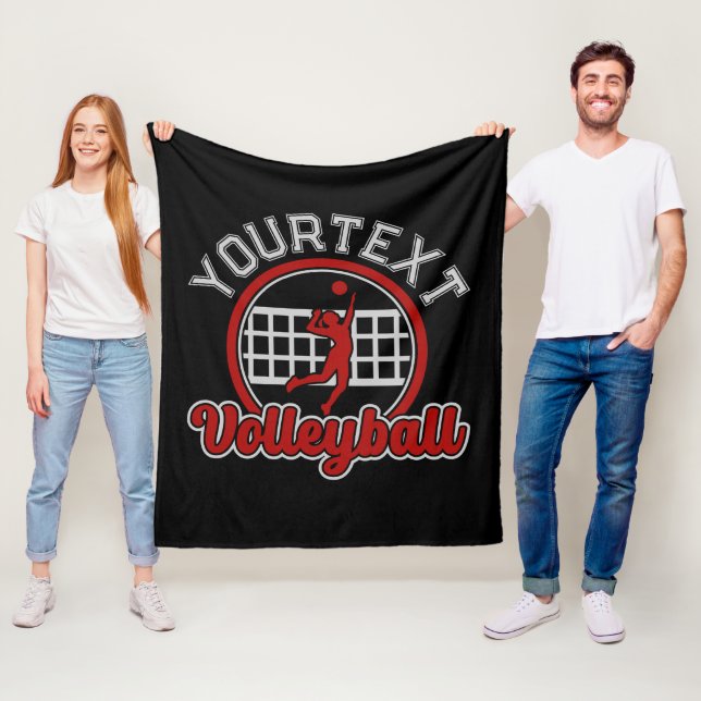 Volleyball ADD NAME Spike Ball Attack Team Sports Fleece Blanket (In Situ)