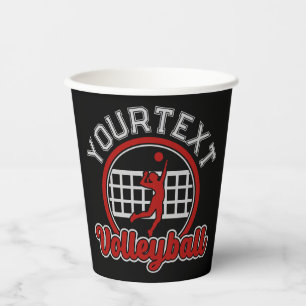  Volleyball ADD NAME Spike Ball Attack Team Sports Paper Cups