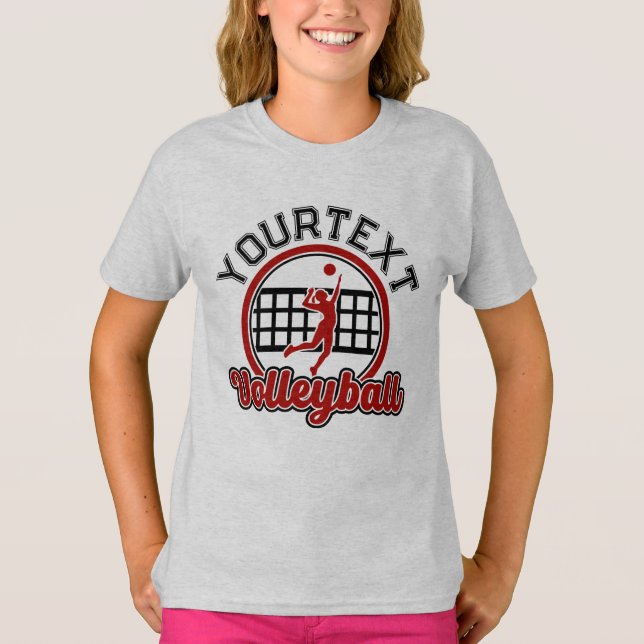  Volleyball ADD NAME Spike Ball Attack Team Sports T-Shirt (Front)