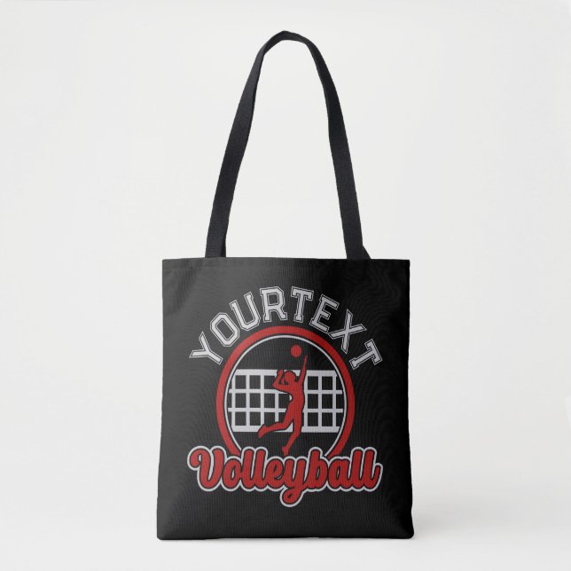  Volleyball ADD NAME Spike Ball Attack Team Sports Tote Bag (Front)