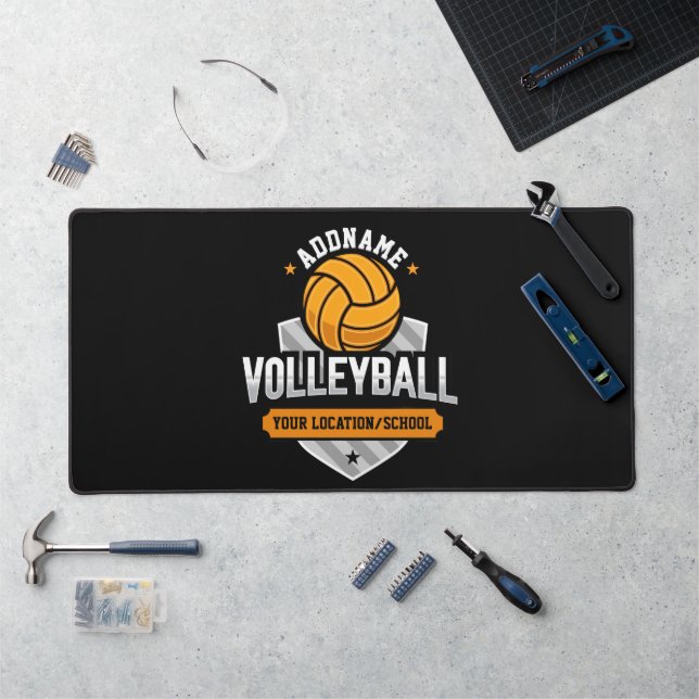 Volleyball ADD TEXT School Varsity Team Player Desk Mat (Workstation)
