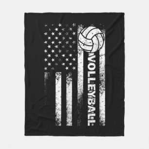 Volleyball American Flag Fun USA Patriotic Athlet Fleece Blanket