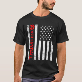 Volleyball American Flag Volleyball Team T-Shirt