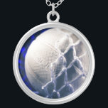 Volleyball and Net Team Coach Silver Plated Necklace<br><div class="desc">Volleyball and net perfect for a team or coach gift. If you love volleyball or are a volleyball fan this unique one is for you. Personalize and customize this with your name or team name. Simply click add text and choose the font size, colour and style you like. This will...</div>