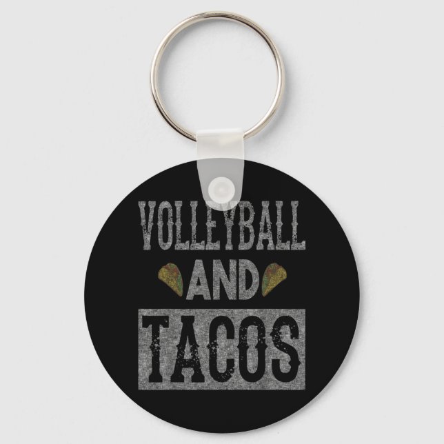 Volleyball and Tacos Fun Taco Distressed  Keychain (Front)