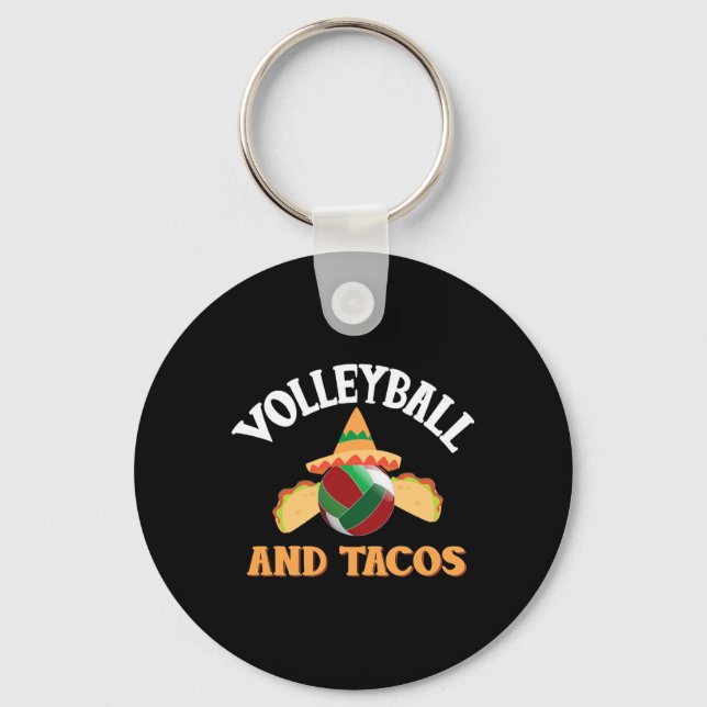 Volleyball And Tacos Funny Taco  Keychain (Front)