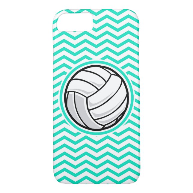 Volleyball; Aqua Green Chevron Case-Mate iPhone Case (Back)
