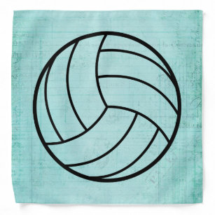 Volleyball Art Vintage Teal Notebook Paper Style Bandana