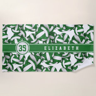 Volleyball athlete green white custom team colours beach towel