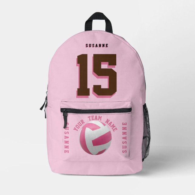  Volleyball backpacks Girls Rose Pink Team sporty  (Front)