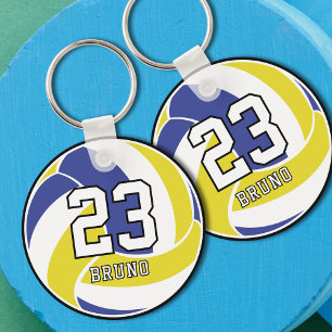 Volleyball Ball Custom Name & Jersey Number Keychain