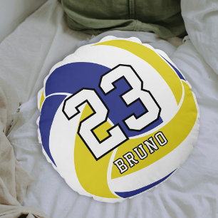 Volleyball Ball Custom Name & Jersey Number Round Pillow