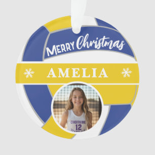 Volleyball Ball Custom Name Merry Christmas Photo Ornament