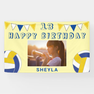 Volleyball Ball Flags Kids Photo Birthday Party Banner