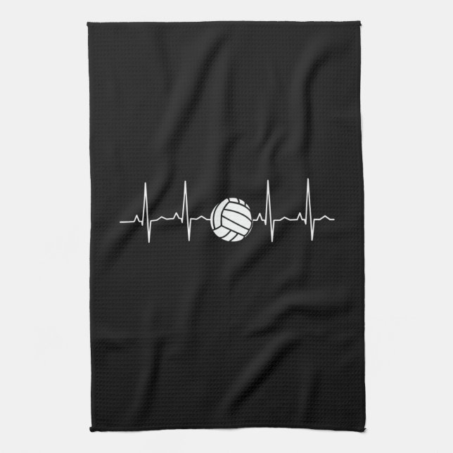 Volleyball Ball Heartbeat Kitchen Towel (Vertical)