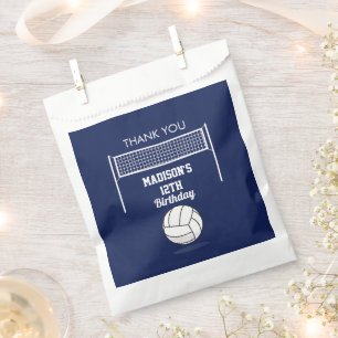 Volleyball Ball & Net Navy Blue Birthday Name Age Favour Bag