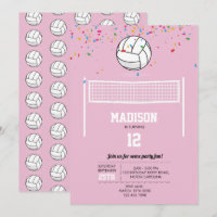 Volleyball Ball & Net Pink Girl Birthday Party 