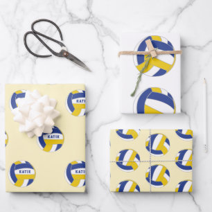 Volleyball Ball Pattern Kids Name Birthday Wrappin Wrapping Paper Sheet