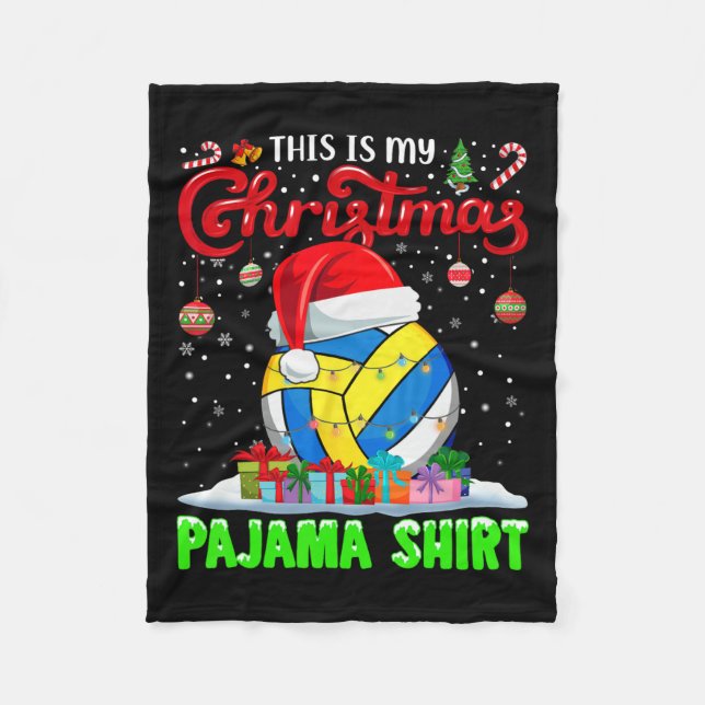 Volleyball Ball Santa Hat Christmas Lights Funny S Fleece Blanket (Front)