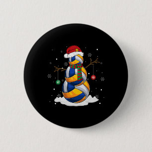 Volleyball Ball Snowman Santa Hat Christmas Pajama 2 Inch Round Button