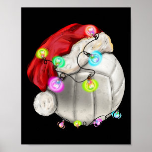 Volleyball Ball With Santa Hat Christmas Kid Boys Poster