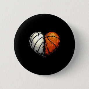 Volleyball Basketball Ball Heart Srts Lover Valent 2 Inch Round Button