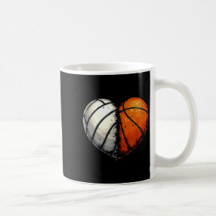 Volleyball Basketball Ball Heart Srts Lover Valent Coffee Mug