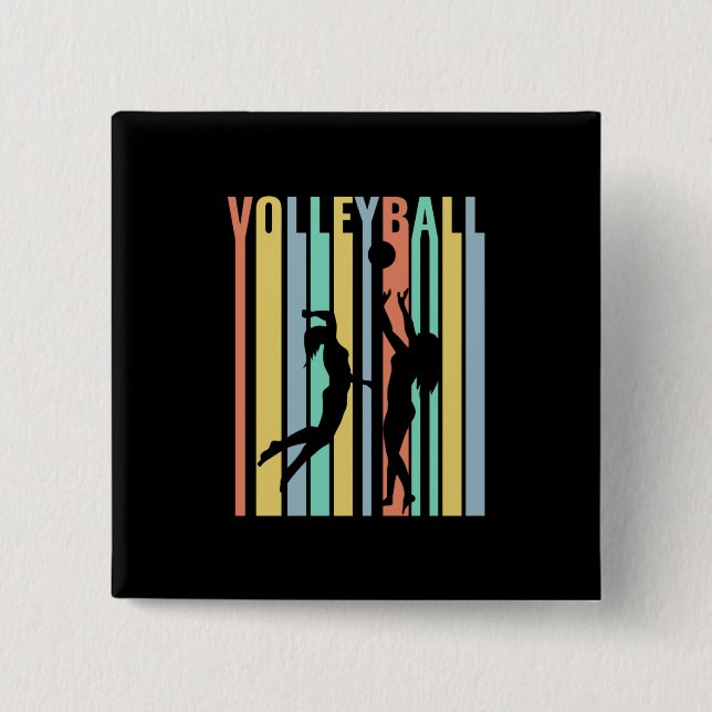 Volleyball  Beachvolleyball Retro 2 Inch Square Button (Front)