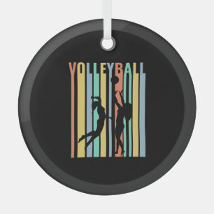 Volleyball  Beachvolleyball Retro Glass Ornament