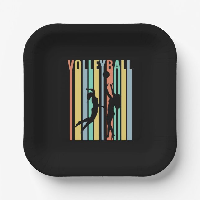 Volleyball  Beachvolleyball Retro  Paper Plate (Front)