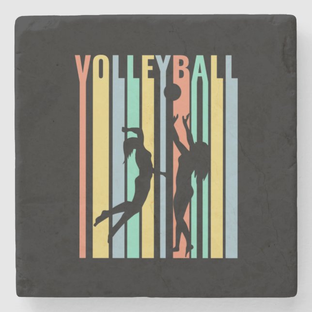 Volleyball  Beachvolleyball Retro Stone Coaster (Front)