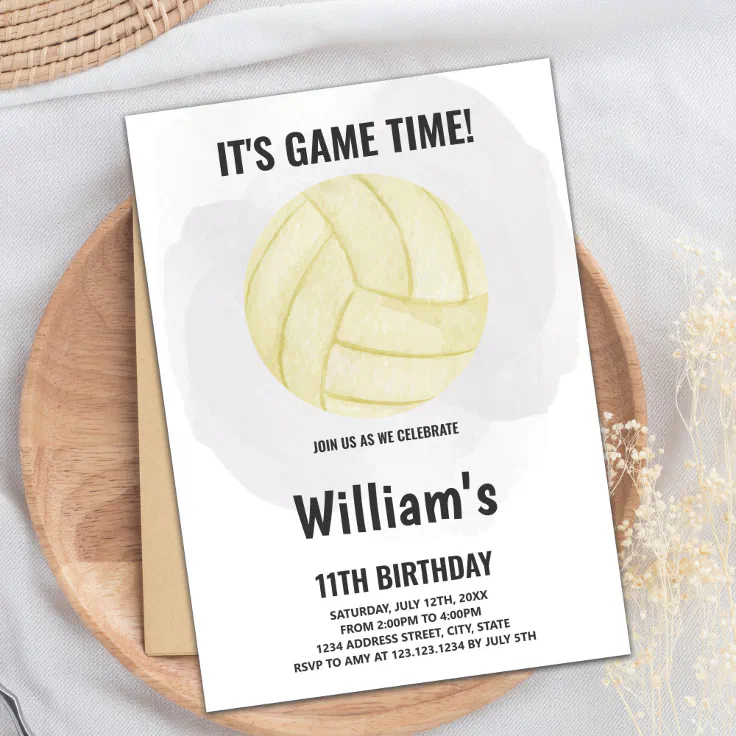 Volleyball Birthday Invitation, Volleyball Invitation Zazzle