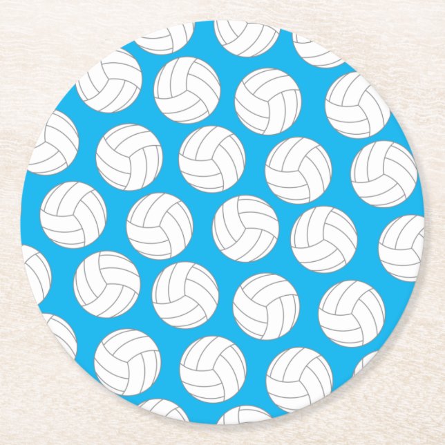 Volleyball Birthday Party Round Paper Coaster (Front)