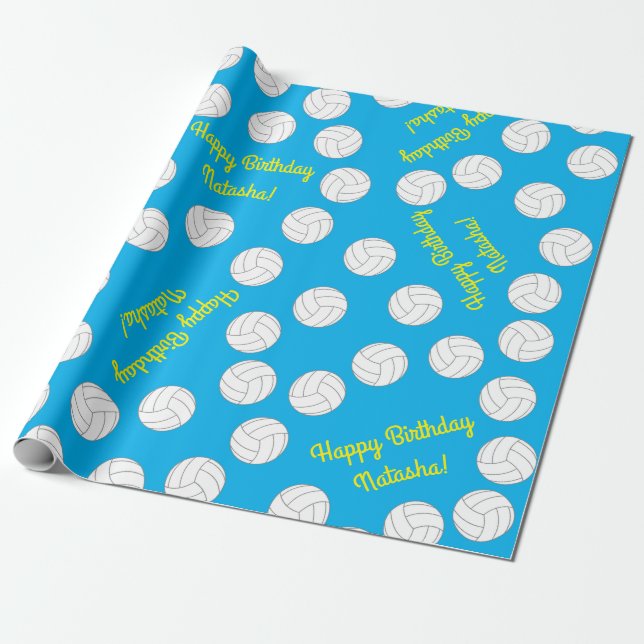 Volleyball Birthday Party Wrapping Paper (Unrolled)