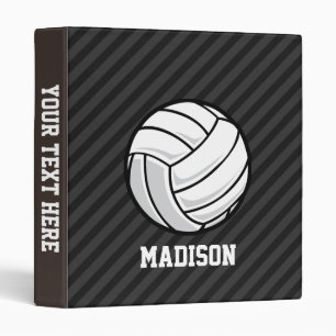 Volleyball; Black & Dark Grey Stripes Binder