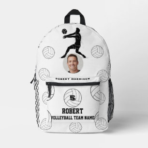 Volleyball Black White Team Logo Printed Backpack