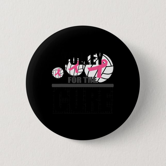 Volleyball Breast Cancer Pink Ribbon Volley For Th 2 Inch Round Button (Front)