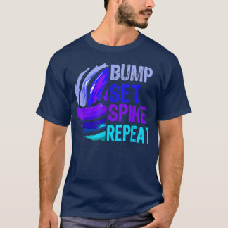Volleyball Bump Set Spike Repeat Blue Purple Teen  T-Shirt