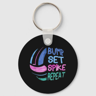 Volleyball Bump Set Spike Repeat Girls Teen  Keychain
