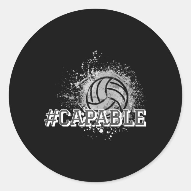 Volleyball Capable Premium  Classic Round Sticker (Front)