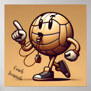 Volleyball character coach working  poster