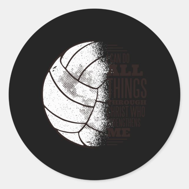Volleyball christ classic round sticker (Front)
