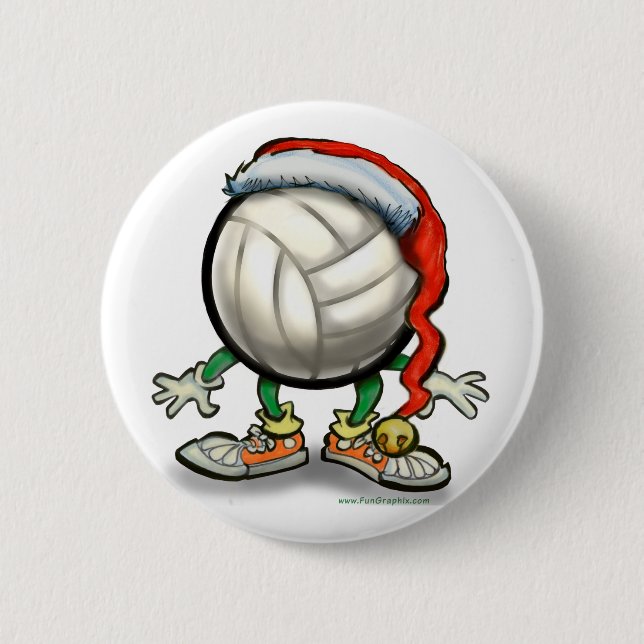 Volleyball Christmas 2 Inch Round Button (Front)