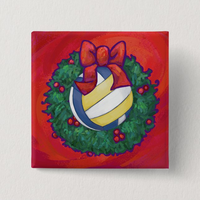 Volleyball Christmas 2 Inch Square Button (Front)