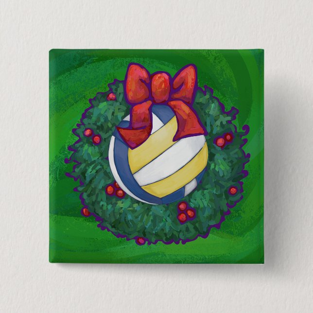 Volleyball Christmas 2 Inch Square Button (Front)