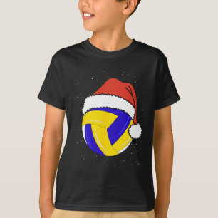 Volleyball Christmas Ball Santa Claus Hat Xmas Spo T-Shirt