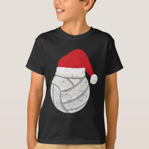 Volleyball Christmas Ball Santa Claus Hat Xmas Spo T-Shirt