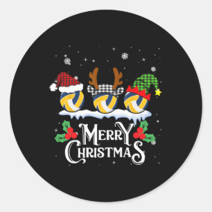 Volleyball Christmas Buffalo Plaid Pajama Xmas  Classic Round Sticker